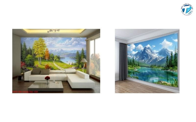 Decal dán tường khổ lớn phong cảnh thiên nhiên 3D